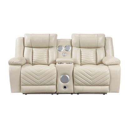 Huron - Power Double Reclining Loveseat With Center Console, Wireless Speakers, LED And Charging Ports