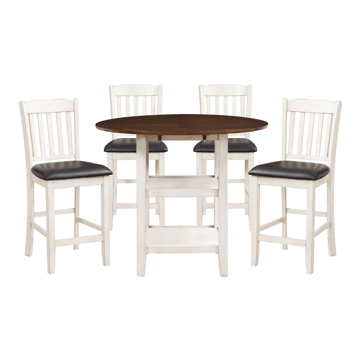 Kiwi - 5 Piece Dining Room Set (Table & 4 Side Chairs) - White / Dark Brown