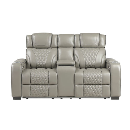 Apex - Power Double Reclining Loveseat With Center Console, Power Headrests, Storage Arms With Cup Holders, Wireless Charger, Air Massage And Heat, LED Lighting And Charging Ports