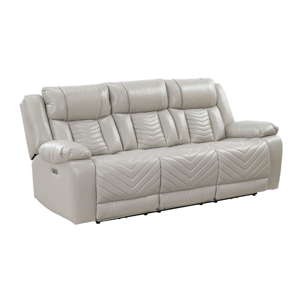Huron - Power Double Reclining Sofa With Center Drop-Down Cup Holders, Wireless Charger, Magazine Bag, LED And Charging Ports