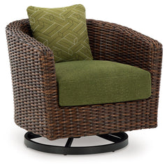 Horizon Hall - Swivel Lounge With Cushion - Brown / Green