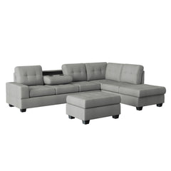 Maston - 3 Piece Reversible Sectional With Drop-Down Cup Holders And Storage Ottoman
