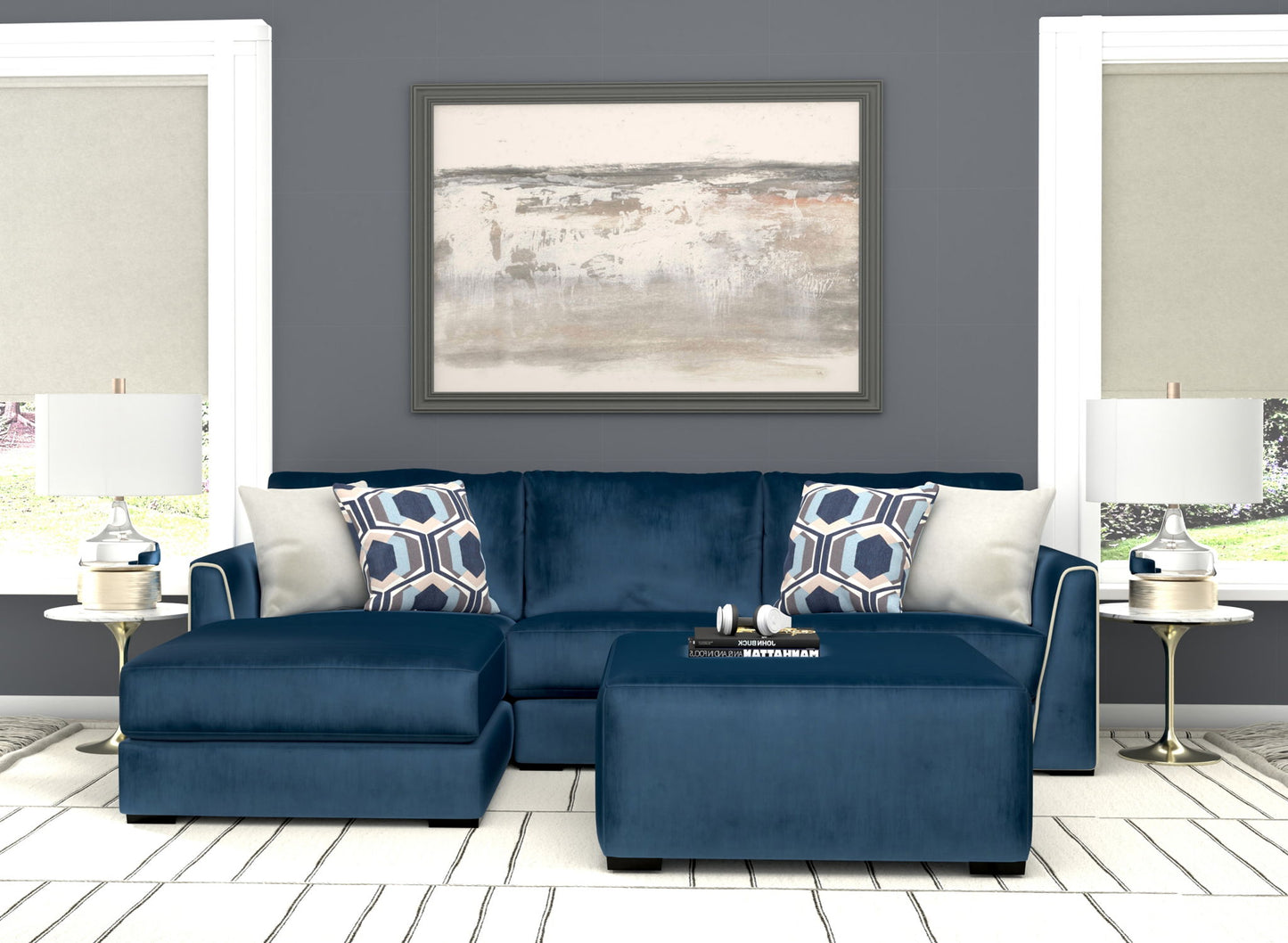 Jetson - Sectional With Comfort Coil Seat Cushions, Included Accent Pillows & Cocktail Ottoman