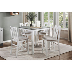 Lowell - 5 Piece Counter Height Set - White / Gray
