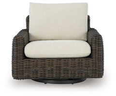 Kimora - Swivel Glider Lounge With Cushion - Beige / Dark Brown