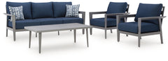 Gali - Sofa / Chairs / Table Set (Set of 4) - Gray / Blue