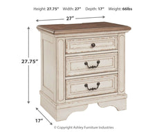 Realyn - Three Drawer Night Stand - White / Brown / Beige