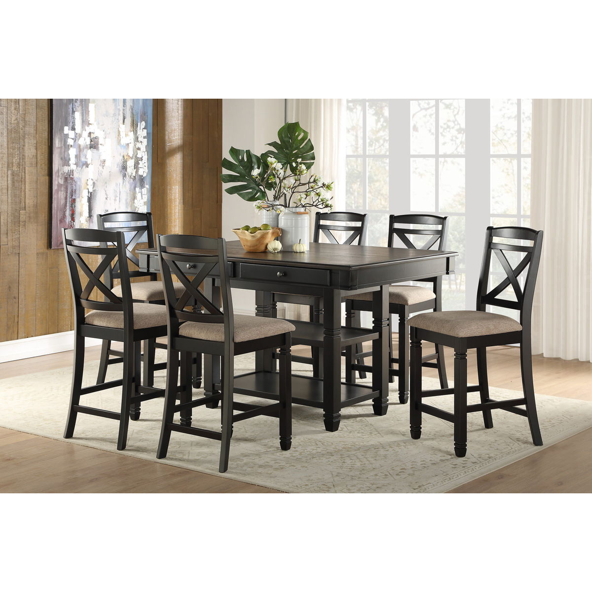Baywater - Counter Height Chair (Set of 2) - Beige / Black