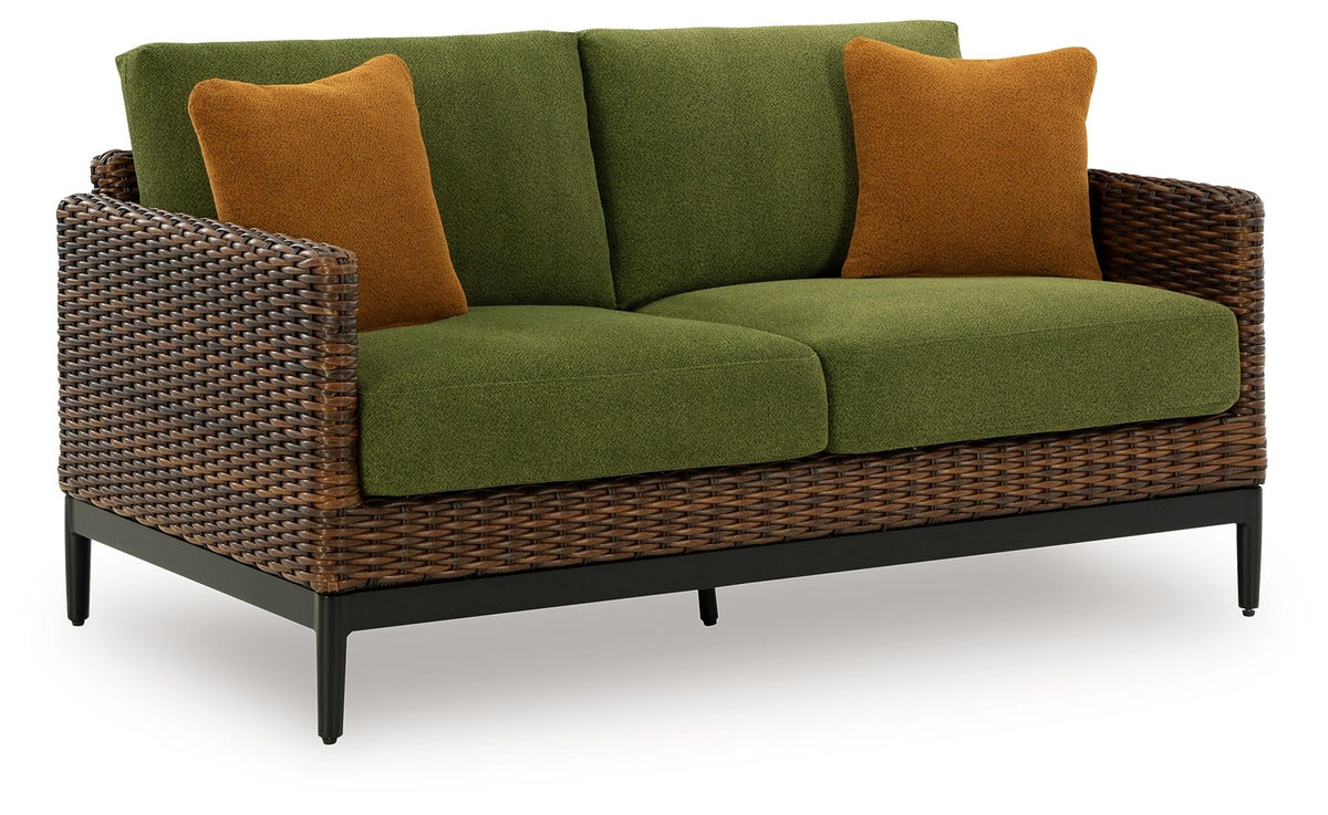 Horizon Hall - Loveseat With Cushion - Brown / Green