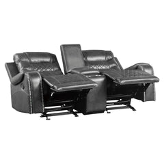 Putnam - Double Glider Reclining Loveseat With Center Console, Receptacles And USB Port - Gray