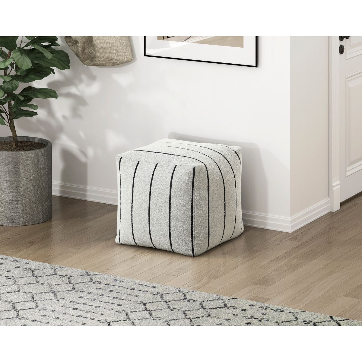 Easley - Pewter Pouf - Multicolor