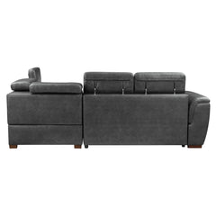 Barre - 2 Piece Sectional With Pull-Out Bed And Right Chaise With Hidden Storage, Adjustable Headrests - Gray