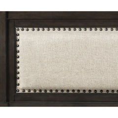 Hebron - 4 Piece Set (Queen Bed, Nightstand, Dresser, Mirror) - Dark Brown / Beige