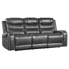 Putnam - Double Reclining Sofa With Center Drop-Down Cup Holders, Receptacles And USB Ports - Gray