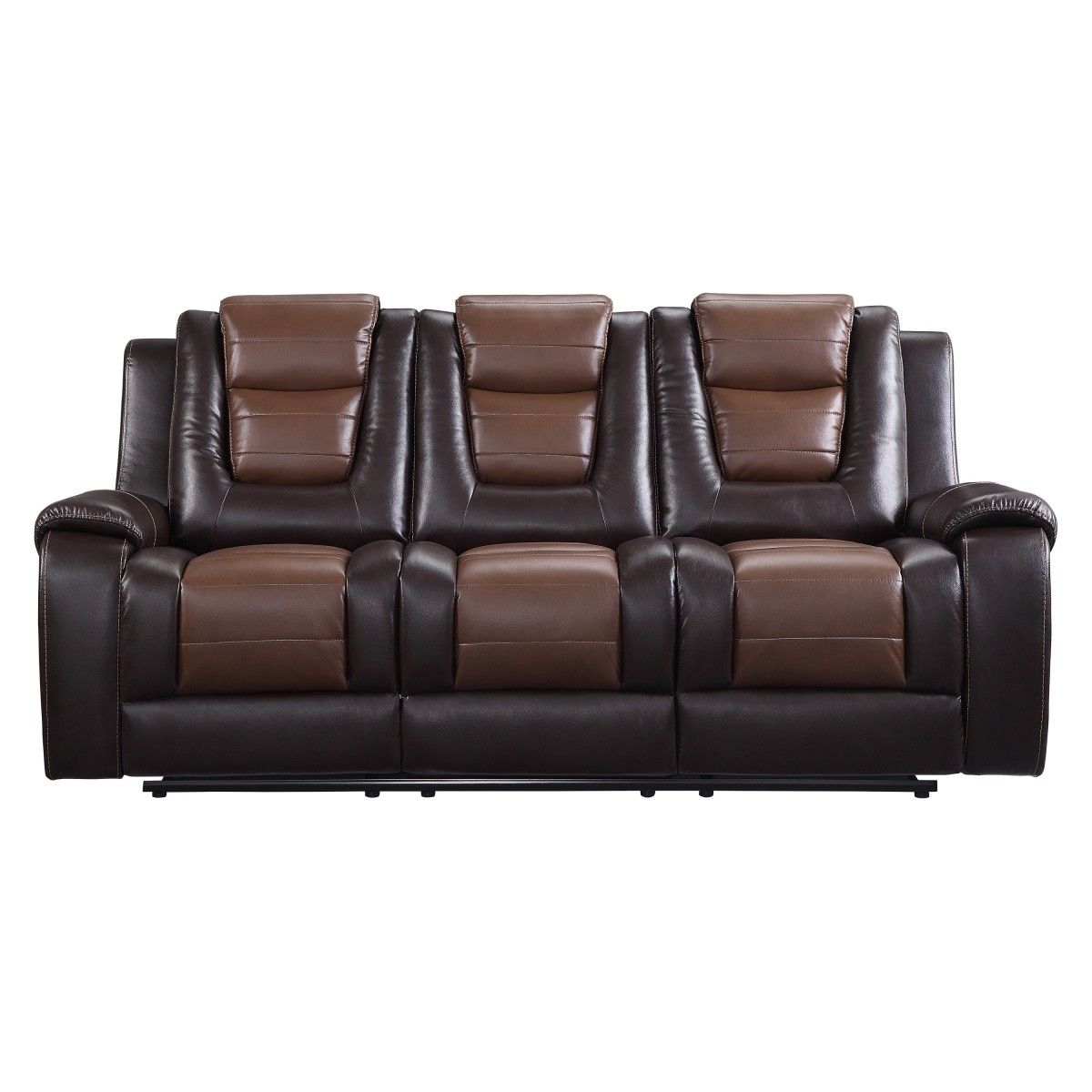 Briscoe - Double Reclining Sofa With Center Drop-Down Cup Holders - 2-Tone