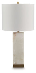 Linderfield - Alabaster Table Lamp - White / Gold Finish
