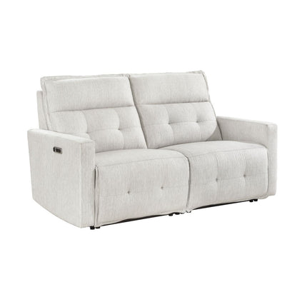 Salida - Power Double Reclining Loveseat With Power Headrests - White