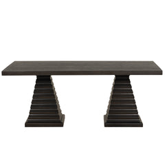 Plateau - Rectangle Table Pedestal Base - Rustic Espresso